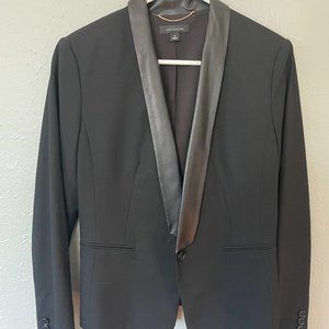Ann Taylor Black Blazer, Faux Leather Lapel
